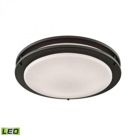 Thomas Clarion 15-inch LED Flush Mount in Oil Rubbed Bronze with a White Glas CL782021